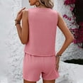thumbnail image 3 of Wdfiry Two Piece Outfits Women,Women Fashion Casual Summer Solid Color Sleeveless O-Neck Tank Top And Shorts Set Loungewear, 3 of 3