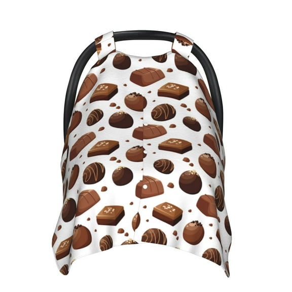 Car Seat Cover Baby - Chocolate Pattern No.9043 Breathable Infant Car Seat Cover for Baby Carseat, Lightweight Comfort Baby Essentials Must Haves Newborn Stuff for Girl Boy