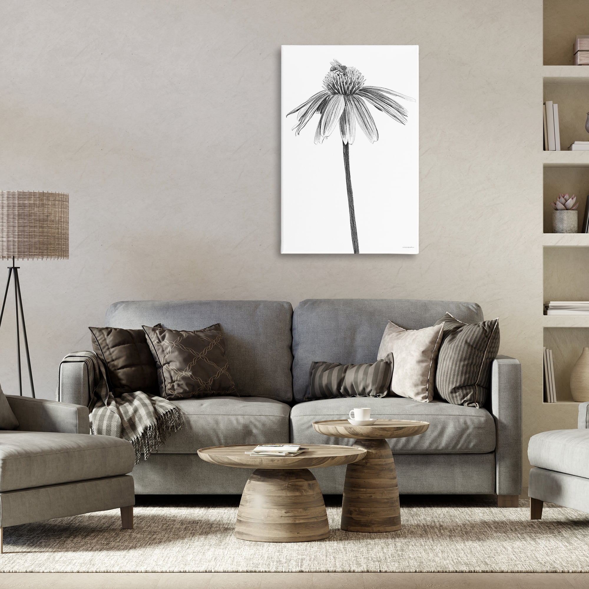 Stupell Industries Simple Daisy Sprig Botanical & Floral Drawing Gallery Wrapped Canvas Art Print Wall Art, 24 x 36