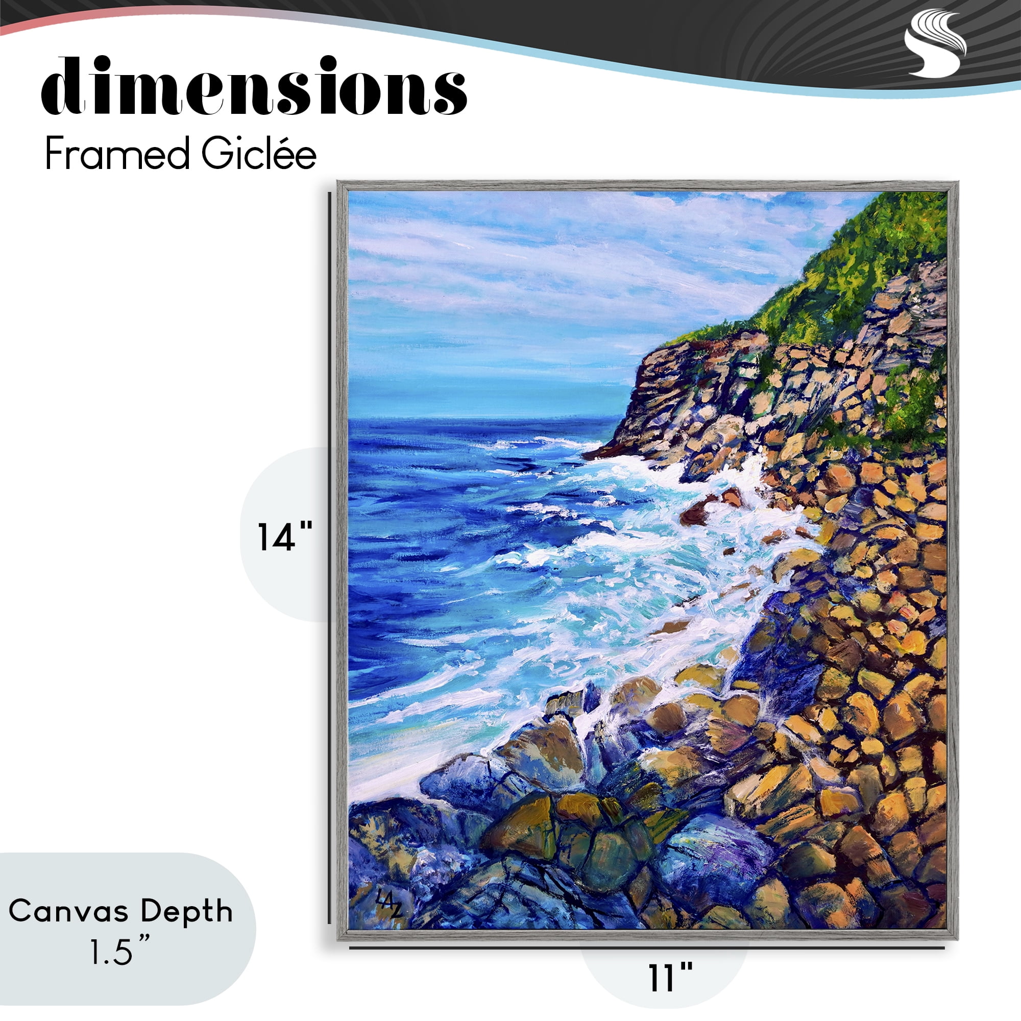 Stupell Industries Cliffside Ocean Spray Gray Framed Giclee Art, design by Lee Ann Zirbes