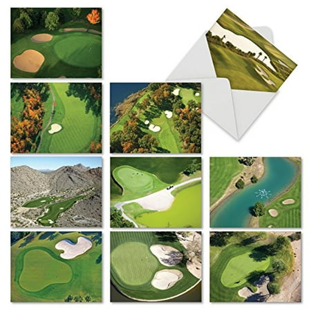 'M6458OCB GOLF CARDS' 10 Assorted All Occasions Note Cards Featuring Favorite Golf Course Holes and Fairways From Across the Globe with Envelopes by The Best Card