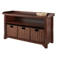 thumbnail image 4 of Milan 4-Pc Storage Bench with 3 Foldable Woven Baskets, Walnut, 4 of 8