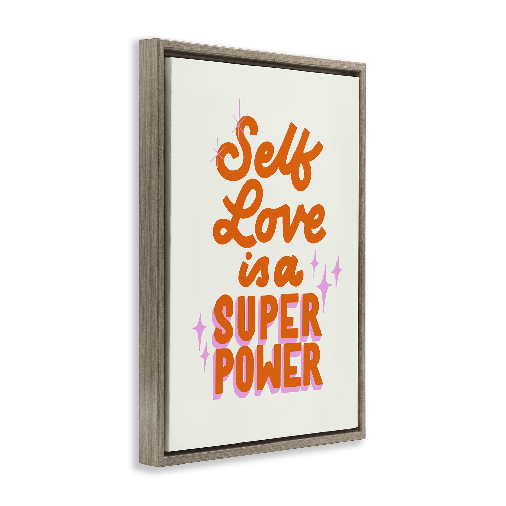 Stupell Industries Self Love Is Superpower Brown Framed Floater Canvas Wall Art, design by Indira Prieto | IndySign