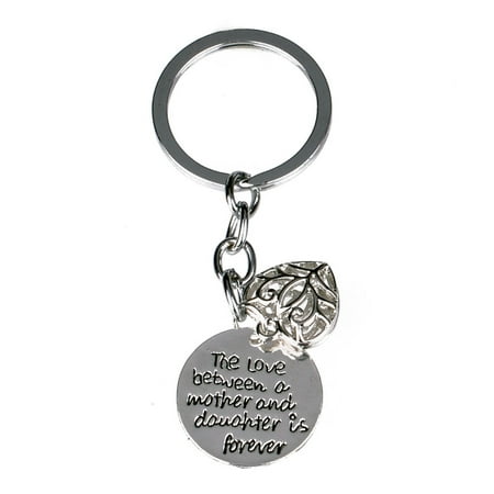 Mom Keychain - The Love between a mother and daughter is forever Key Chain Hollow Love Heart Pendant Keychain Key Ring for Mother's Day Gift