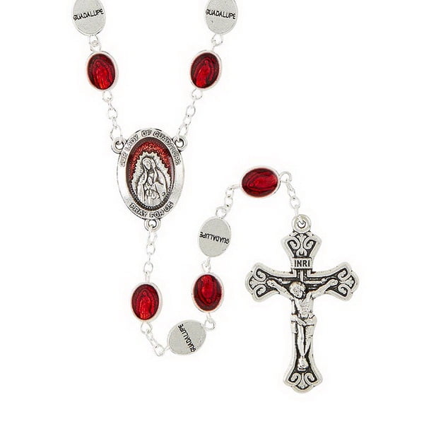 Details about   Our Lady of Guadalupe Rosary Neckace with Enamel Medal and Crucifix 14K GPE 