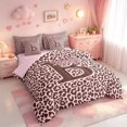 thumbnail image 2 of meiyoeat Girls Personalized Monogrammed B 7-Piece Twin Bedding,Pink Leopard Print Bow Tie Bedding Comforter Set,Pink Reversible, 2 of 7
