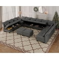 thumbnail image 5 of LLappuil 179" Modular Sectional Sofa, 14 Seat Modular Sectional Sofa with 2 Storage Ottoman, 25.6“ Seat Deep Faux Leather Sofa Dark Gray, 5 of 8