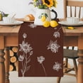 thumbnail image 3 of Japanese Flower Still Life Table Runner 13x70in Non-Slip Cotton Linen Table Runners, Brown Solid Color Dresser Scarves TableRunner for Dinner Kitchen Dining Wedding Party, 3 of 9