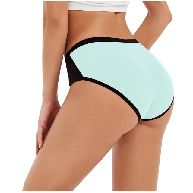 WZXFASHION Women Solid Color Patchwork Briefs Panties Underwear Knickers Bikini Underpants Intimates Mint Green XL