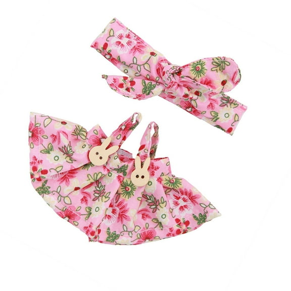 COOLHOOD Lovely Doll Clothes Set for 17cm Plush Figure Dolls Includes Bowknot and Strappy Dress for Plush Doll Figurine Display