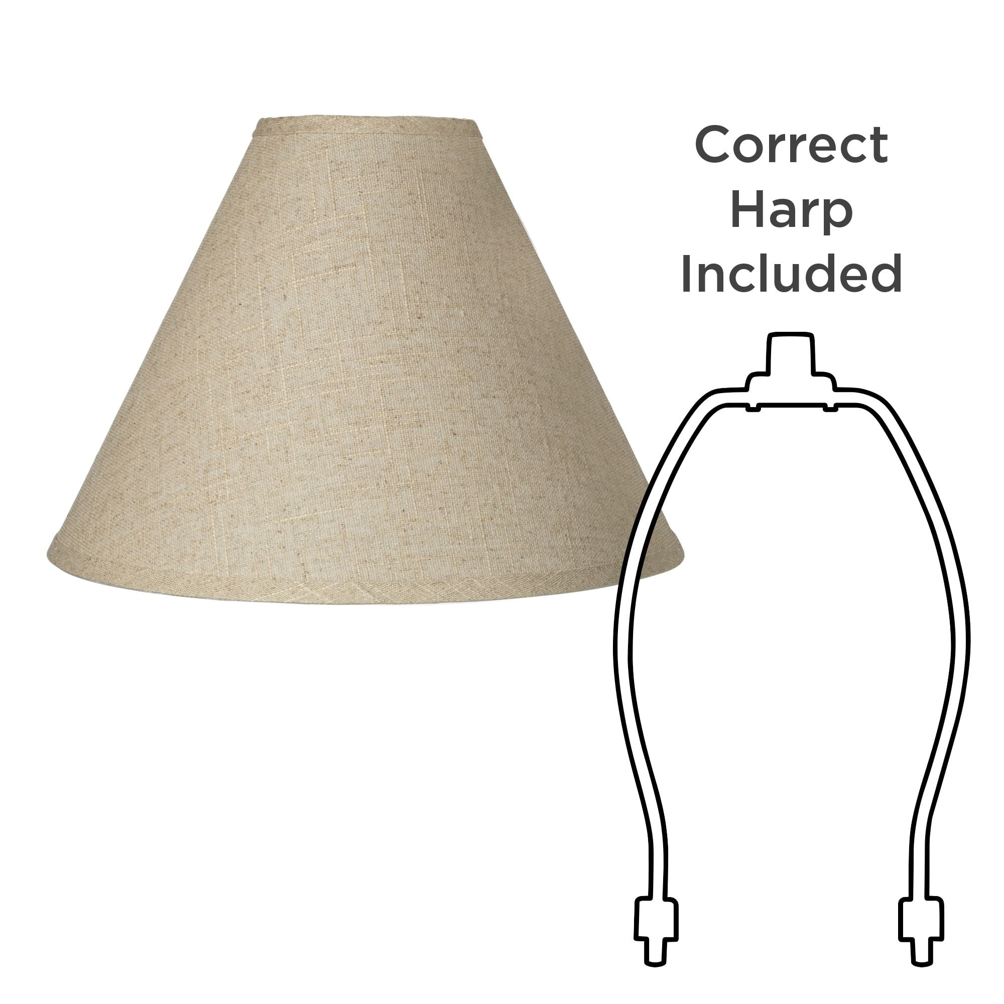 Springcrest Fine Burlap Large Empire Lamp Shade 5" Top x 15" Bottom x 11.5" High x 10.5" Slant (Spider) Replacement with Harp and Finial