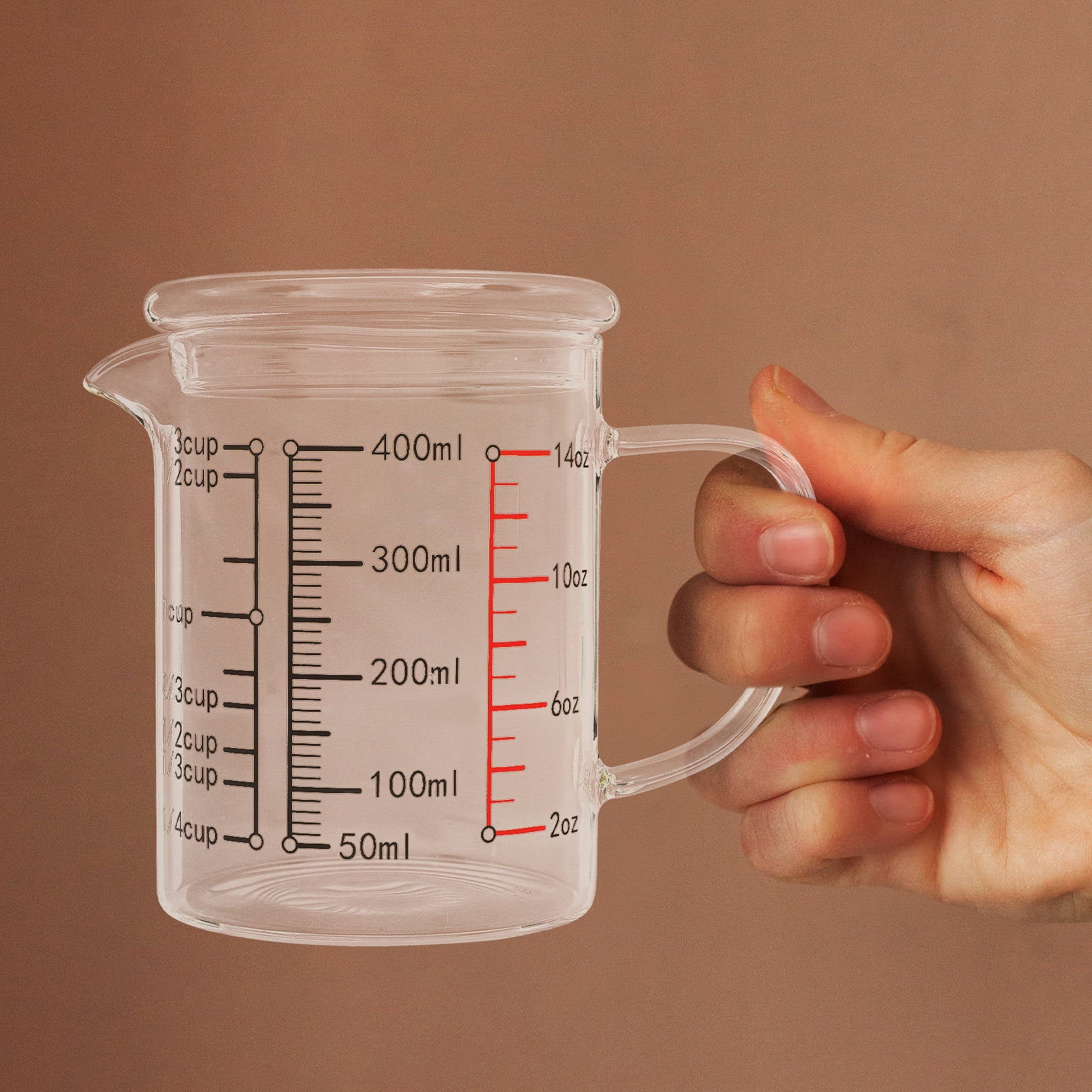 Pyrex 2-Cup Measuring Cup, Clear Glass, Red Graphics, Durable