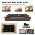thumbnail image 3 of 102.4" Sectional Couch Modular Cloud Sofa Plush Corduroy Convertible Lounge Couches Oversized 4 Seat Comfy Sofa Deep Seat with 6 Pillows Solid Wood Frame for Living Room Reception Room Office,Brown, 3 of 11