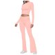 thumbnail image 1 of Conjuntos de dos piezas para mujer: pantalones acampanados con vuelta, top corto de manga larga, conjuntos informales, 1 of 8