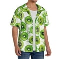 thumbnail image 2 of KLL Green Kiwi Print Men's Shirt Short Sleeve Button Down Summer Cuba Beach Shirts- X-Large, 2 of 5