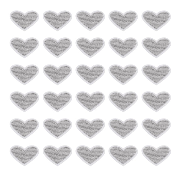 Uxcell 30 Pack Heart Iron on Patches, Embroidered Sew on Applique Patches, Silver