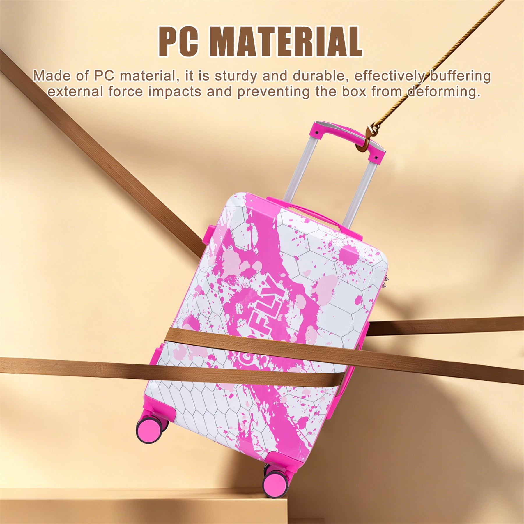 Alvantor Hardside Luggage Sets 3 Piece Lightweight Suitcase with TSA Lock, Fashion Travel Luggage for Teenegers,(20/24/28),Pink
