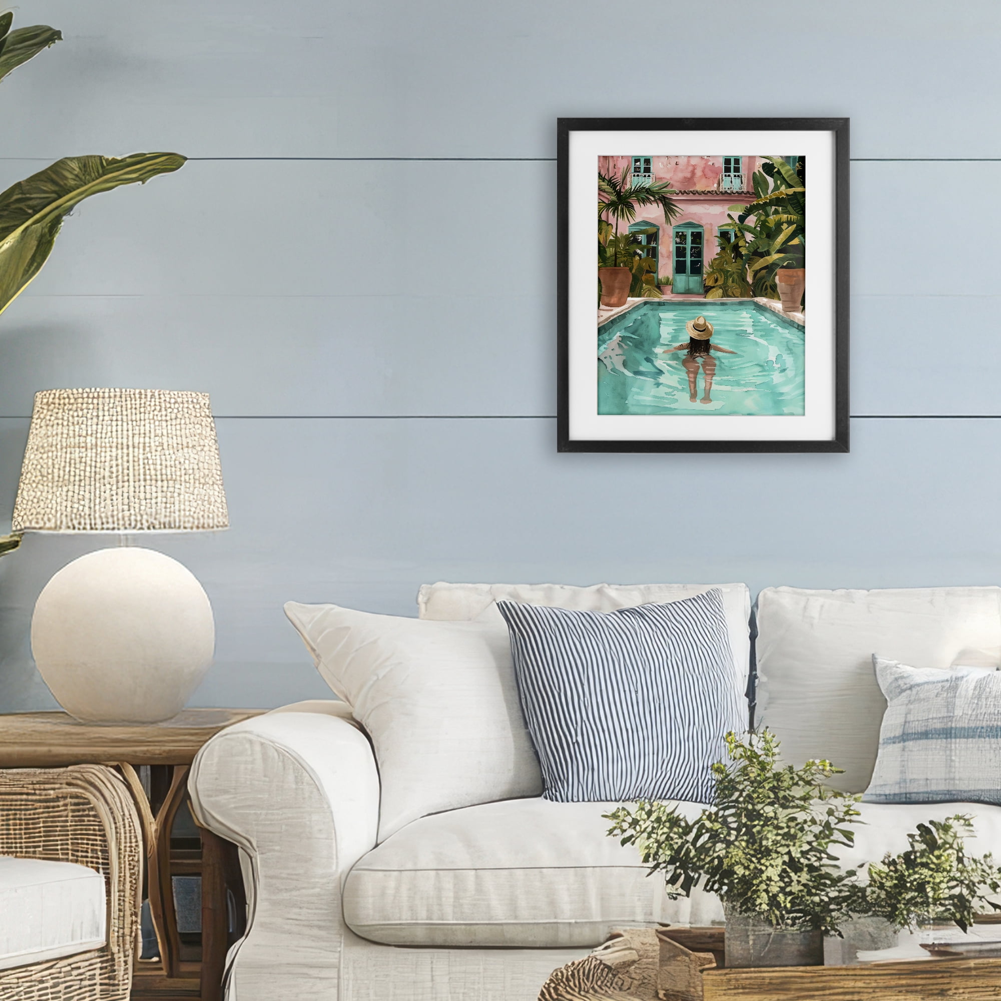 Stupell Industries Girl Swimming In Pool Black Framed Print Under Glass, design by The Prints Vibe