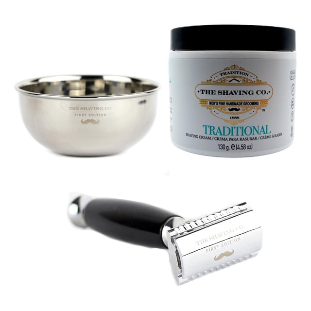 The Shaving Co Kit Crema Afeitar Menta Rastrillo Negro Bowl amarillo 1