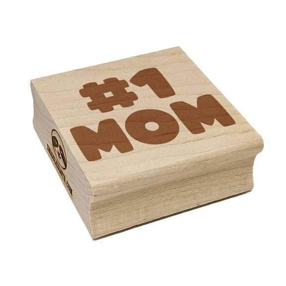 #1 Mom Number One Mother's Day Square Rubber Stamp Stamping Scrapbooking Crafting - Small 1.25in