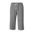 thumbnail image 6 of Nokdvo Men's Long Shorts Elastic Waist Drawstring Capri Shorts with Pockets Wide Leg Stretch Joggers Below Knee Breathable Loose Fit Athletic Casual Pant,Dark Gray M, 6 of 6