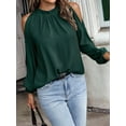 thumbnail image 5 of Womens Tops Dressy Casual Cold Shoulder Ruffle Collar Blouses Fall Fashion Shirts for Work Dark Green XXXL, 5 of 8