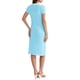 thumbnail image 3 of INSPIRAR CHIC Vestidos midi de punto acanalado a rayas con escote en V y mangas cortas para mujeres S Azul, 3 of 6