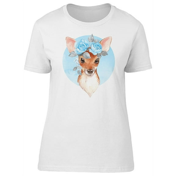 Cute Floral Baby Deer T-Shirt Women -Image by Shutterstock, Female XX-Large