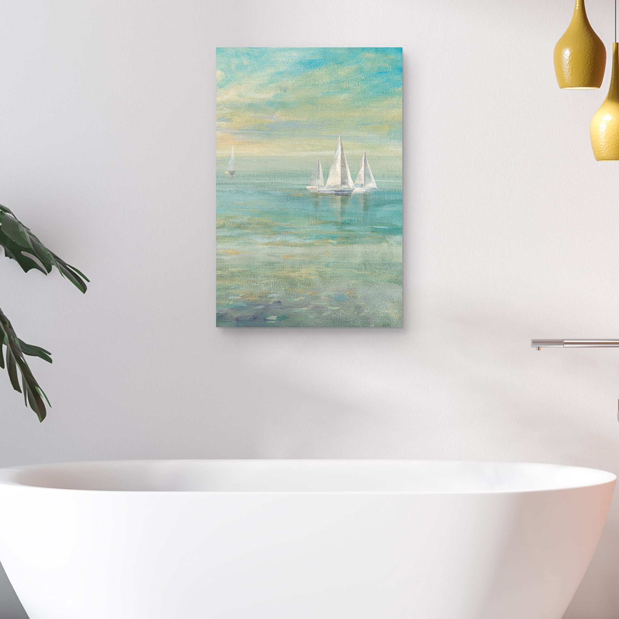Masterpiece Art Gallery Sunrise Sailboats II by Danhui Nai Canvas Art Print