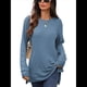 thumbnail image 3 of Camiseta Holgada de Larga con Cuello Redondo y Estampado Geométrico de Jacquard para Mujer, Ropa de Invierno 2025 Azul Profundo XL, 3 of 10