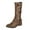 b-Brown, variant on Leozcaa Cowboy Boots for Women Western Cowgirl Boots Mid Calf Snip Toe Boot Chunky Heel Knee High Boots
