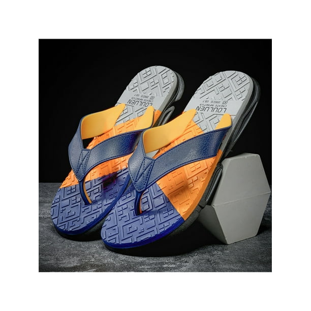 Woobling Men's Sandal Slip On Flip Flops Beach Thong Sandals Fashion Casual  Shoes House Blue 8.5