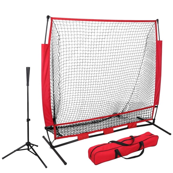 WSSYzyzf 5'x5' Commercial Grade Baseball Practice Net, with Batting Tee, Heavy Duty