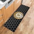thumbnail image 3 of Kitchen Mat Rug 1 PCS Vintage Flower Bee Honey Hive Black Background Runner Rug Anti-Fatigue Comfort Memory Foam Standing Mat Non-Slip Floor Door Mat for Bathroom Bedroom 20x47in, 3 of 6