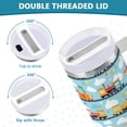 thumbnail image 3 of Yayeee 30oz Stainless Steel Tumbler with Straw and Handle Double-Wall Insulated Travel Water Bottle, Cartoon Train Pattern, 3 of 8