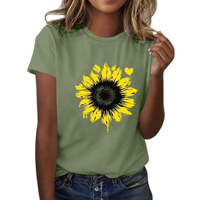 Yhmxh T-shirts pour Femmes T-shirt Imprimé pour Amoureuse Col Rond Manches Courtes Hauts d'Été pour Femmes T-shirts d'Été sous-Vêtements T-shirts pour Femmes