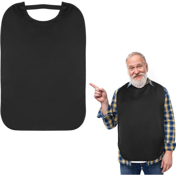 ABPETE Bib for Adults for Eating, Double Layer Stretchable Bibs for Men with Crumb Catcher Waterproof Adult Bibs for Men Washable Dining Clothing Protector for Adults Parents Feeding