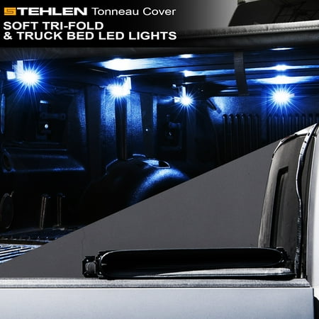 Stehlen 733469489702 Soft Tri-Fold Tonneau Cover with Truck Bed LED Lights For 2005-2010 Dodge / 2011 Ram Dakota / 2006-2009 Mitsubishi Raider 6.5 Feet ( 78  ) Bed