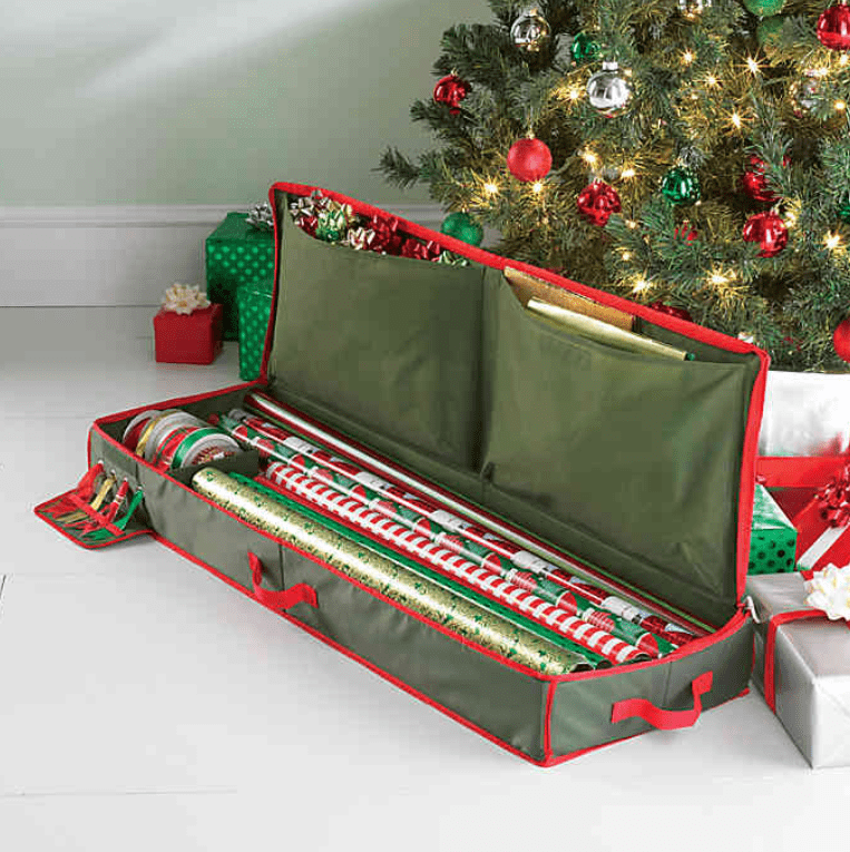 Real Simple Holiday Gift Bags and Bows Wrap Under Bed Wrapping Paper Storage 