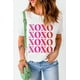 thumbnail image 1 of ABPHQTO Camiseta blanca con gráfico XOXO y cuello redondo para mujer, 1 of 5