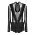 thumbnail image 3 of Alvivi Womens Figure Ice Skating Leotard Rhinestones Fringe Tassel Latin Salsa Tango Dance Bodysuit Black S, 3 of 7
