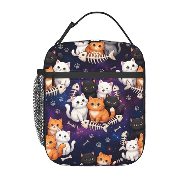 Cat Lunch Bag Insulated Leakproof Thermal Reusable Lunch Box With Buckle Handle Side Pocket For Work Office Travel Picnic Beach Gym