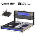 thumbnail image 2 of Queen Bed Frame with Storage Headboard & 4 Drawers, LED Upholstered Bed Frame Queen Size with Type-C & USB Ports, Metal Queen Platform Storage Light up Bed Frame, No Box Spring Needed, Charcoal Gray, 2 of 9