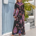 thumbnail image 4 of Boho Floral Heart Pattern Women's Long Dress Long Sleeves Dress Vintage Dresses Party Maxi Dress High Waist Dress, 4 of 4
