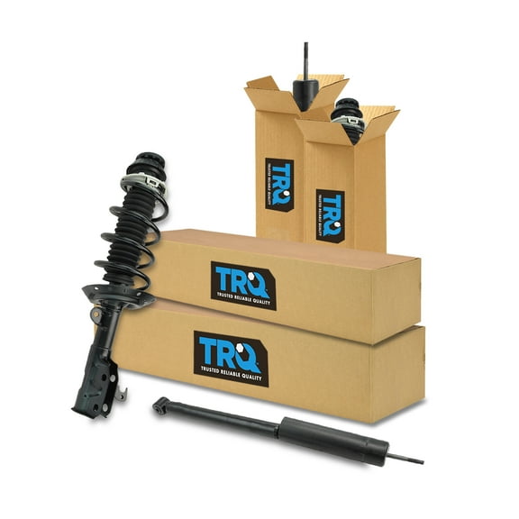 TRQ Front and Rear Complete Strut Assembly & Shock Absorber Kit Complete Strut & Coil Spring Assembly Fits Select 2009-2013 Honda Fit