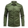 thumbnail image 6 of AZoiNM Men's Relaxed Fit Long Sleeve Button Down Casual Shirt Solid Color Wrinkle-Free Shirt with Chest Pockets, 6 of 8