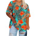 thumbnail image 4 of Plus Size T Shirts for Women Classic Fit Summer Tops Vintage Floral Tunic Top with Leggings Fashion Beach Vacation Outfits Ladies Oversized Tee Shirts Casual Loose Blouses, 4 of 5