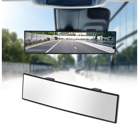 Rear View Mirror, Chrome Anti-glare Panoramic Rear Mirrors Universal 12 Inch Convex Car Interior Clip on Extra Big Wide Angle Rearview Mirror Extender to Reduce Blind Spot for Car SUV Trucks