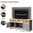 thumbnail image 3 of Casaottima TV Stand for 65 Inch TV, Farmhouse Entertainment Center with Power Outlet & LED Light and Storage Cabinets, Console Table and Media Furniture for Living Room Bedroom, Gray Oak, 3 of 16