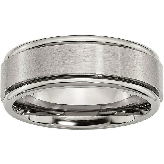 Titanium Ridged Edge 8mm Brushed and Polished Band
